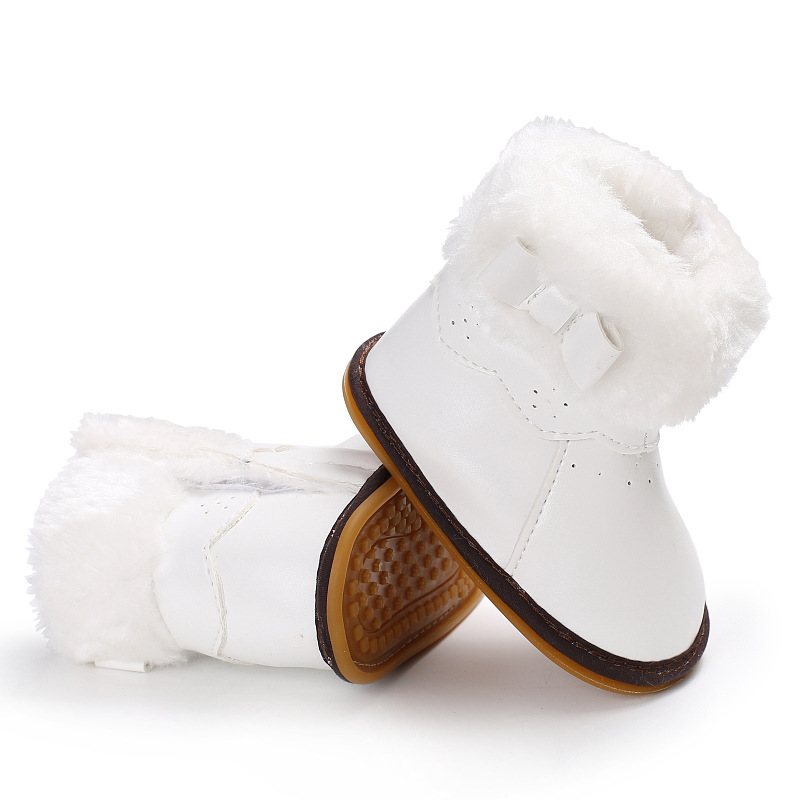 Lente en Herfst 0-1 jaar oude vrouwelijke baby rubber onderkant plus katoen warme snowboots baby schoenen peuter schoenen