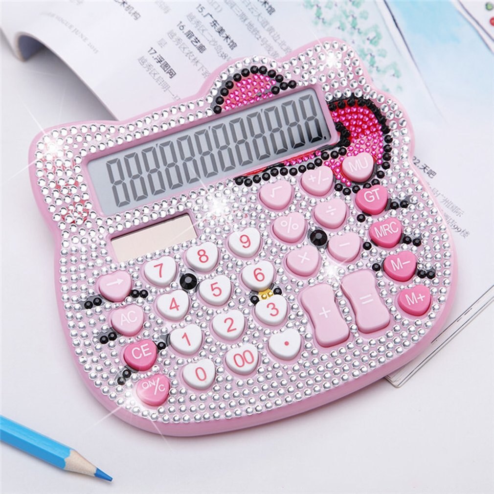 Strass cristal diamante mini calculadora de plástico moda energia solar calculadora estudante escritório papelaria: 2