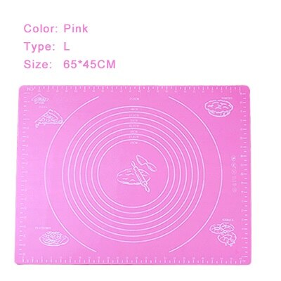 Silicone Pastry Baking Mat Extra Large Non Slip with Measurement Non Stick Baking Dough Rolling Mat Pizza Cookies Kneading Matts: Pink-L