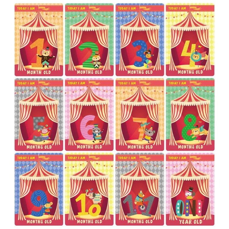 12 arkuszy kamień milowy karty udostępniania zdjęć karty wieku dziecka-karty milowe dla dzieci 124D: B