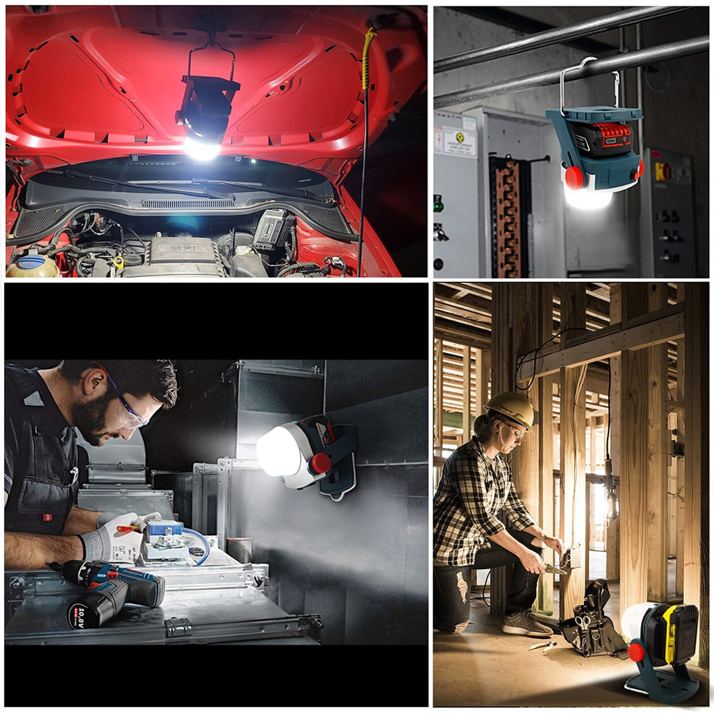 Draagbare 18W Led Lamp Werk Licht Lamp Voor Makita Milwaukee Bosch Dewalt 14.4V/18V Li-Ion Batterij emergency Outdoor Verlichting