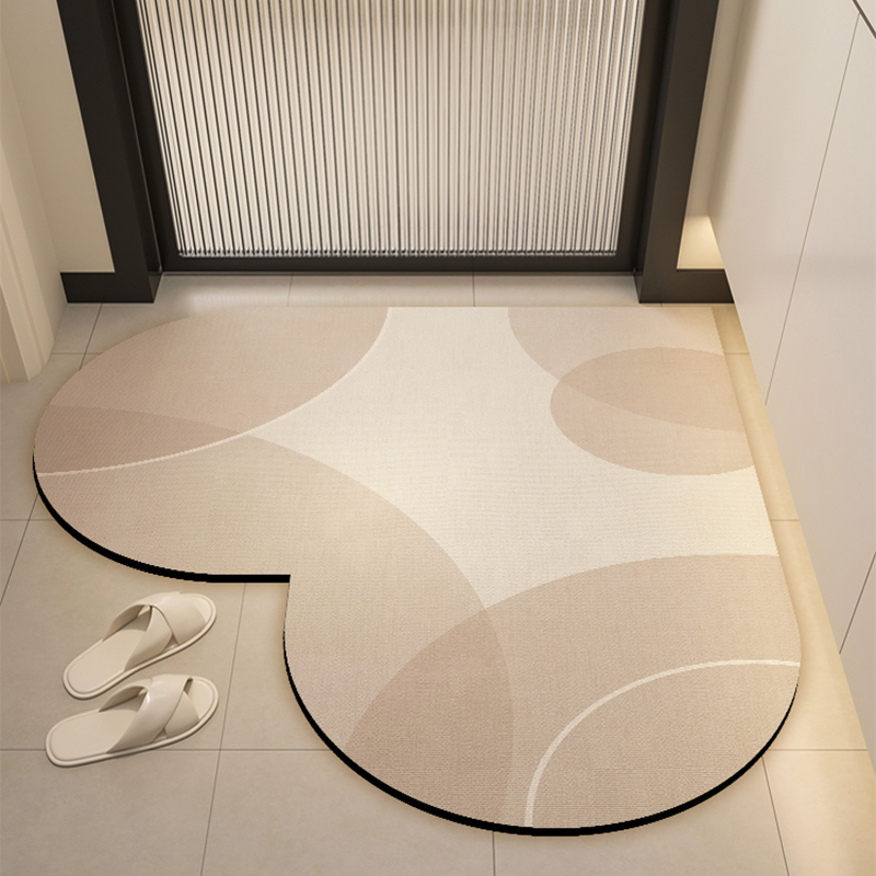 Diatom mud heart-shaped bathroom absorbent floor mat, bathroom door mat, entrance door mat, quick drying anti slip carpet: 40x60+40x120cm / Yellow