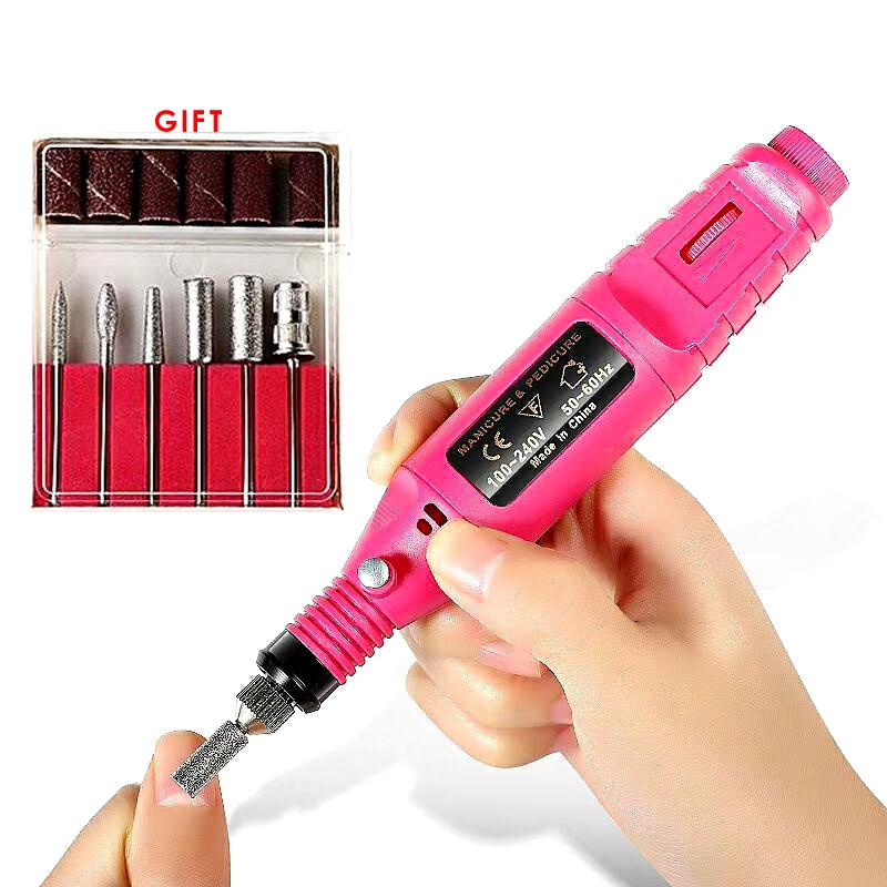 Kit de máquina pulidora eléctrica para uñas, herramientas de manicura para retirar esmalte de Gel, lima de uñas, 20000RPM, con brocas