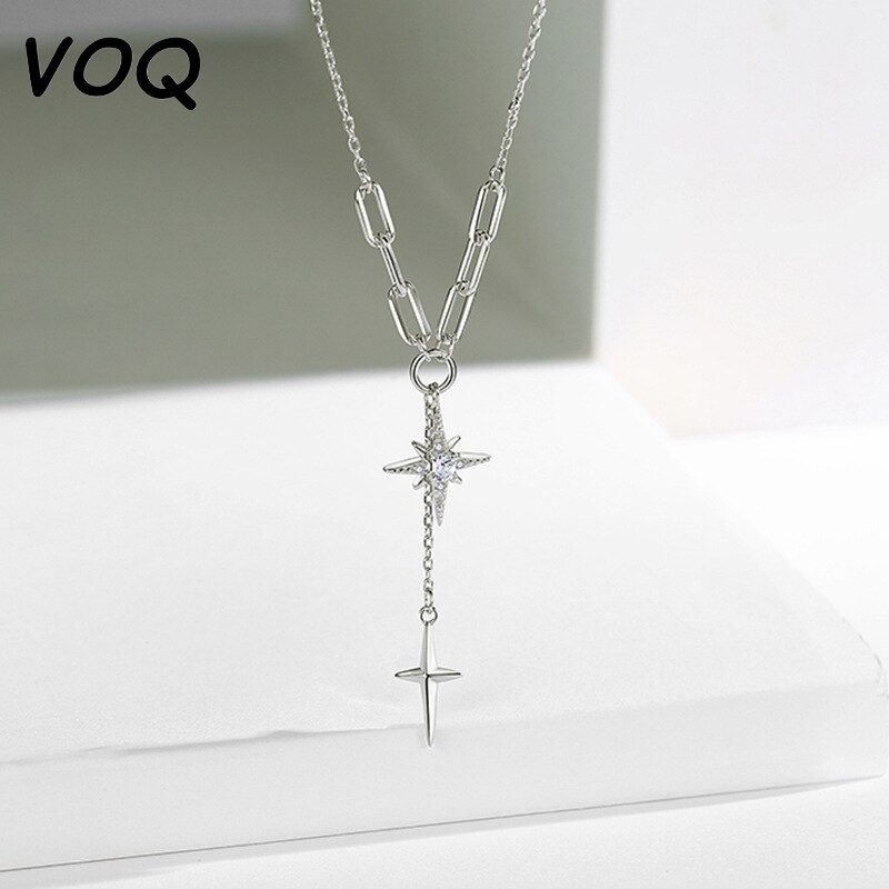 VOQ collana con ciondolo a croce da donna Color argento moda 2021 nuovi accessori per gioielli da donna