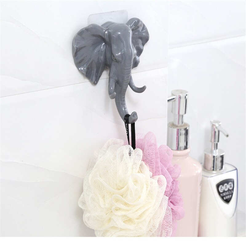 Wandhanger olifantenkop model haak wanddecoratie hanger zuignap woonkamer slaapkamer jas sleutelhaak: Grijs