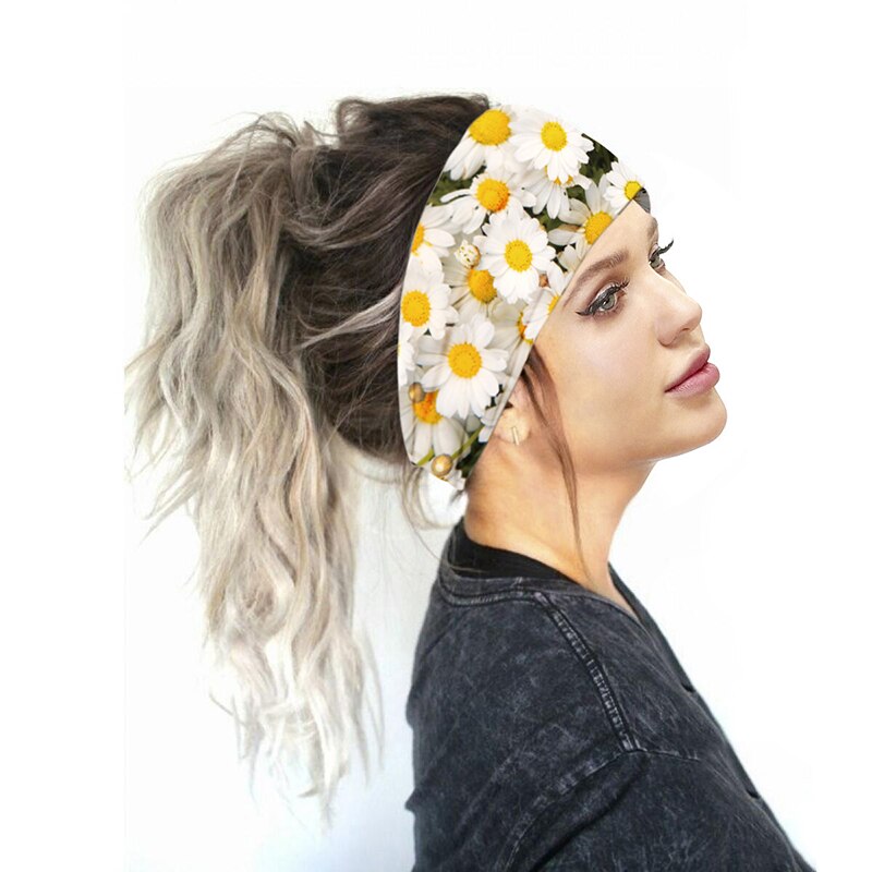 Breite Baumwolle strecken Frauen Stirnbänder Blumen- Drucke Elastische Haar Bands Für Frauen Headwrap Turban Headwear Mädchen Hairbands