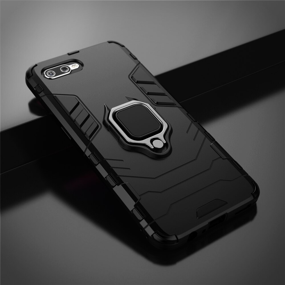 Voor Oppo Reno Een Case Shockproof Ring Stand Bumper Siliconen + Pc Telefoon Back Cover Reno Een CPH1983 Cover Voor oppo Reno Een Renoa 6.4&quot;