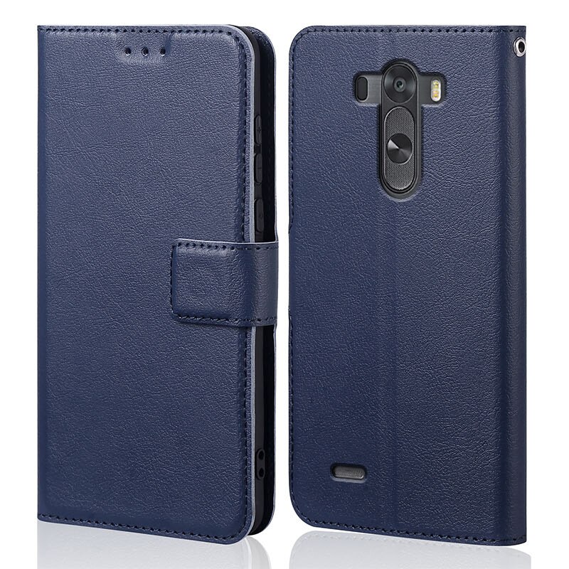 Siliconen Flip Case Voor Lg Optimus G3 D855 D850 Luxe Wallet Pu Leer Magnetische Telefoon Zakken Gevallen Voor Lg G3 met Kaarthouder: Navy