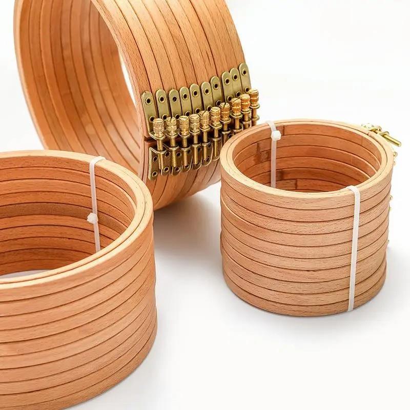 Aros de bordado redondos de haya de 3-12 pulgadas, estante ovalado para bordar a mano, anillo de punto de cruz de madera, aro de imitación, herramienta de marco de costura