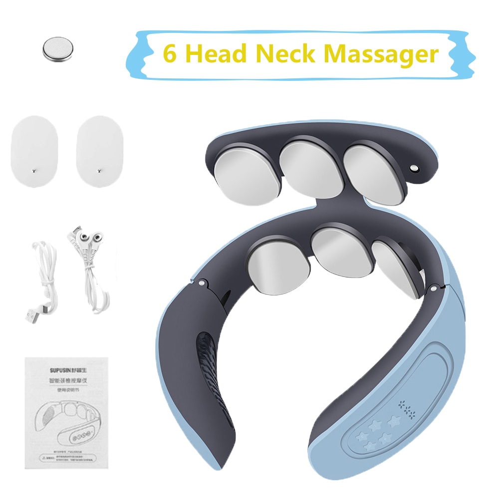 6 Head Neck Massager Smart Massager With Heating Electric Cervical Vertebra Pain Relief Tool Neck Back Relaxtion Health Care