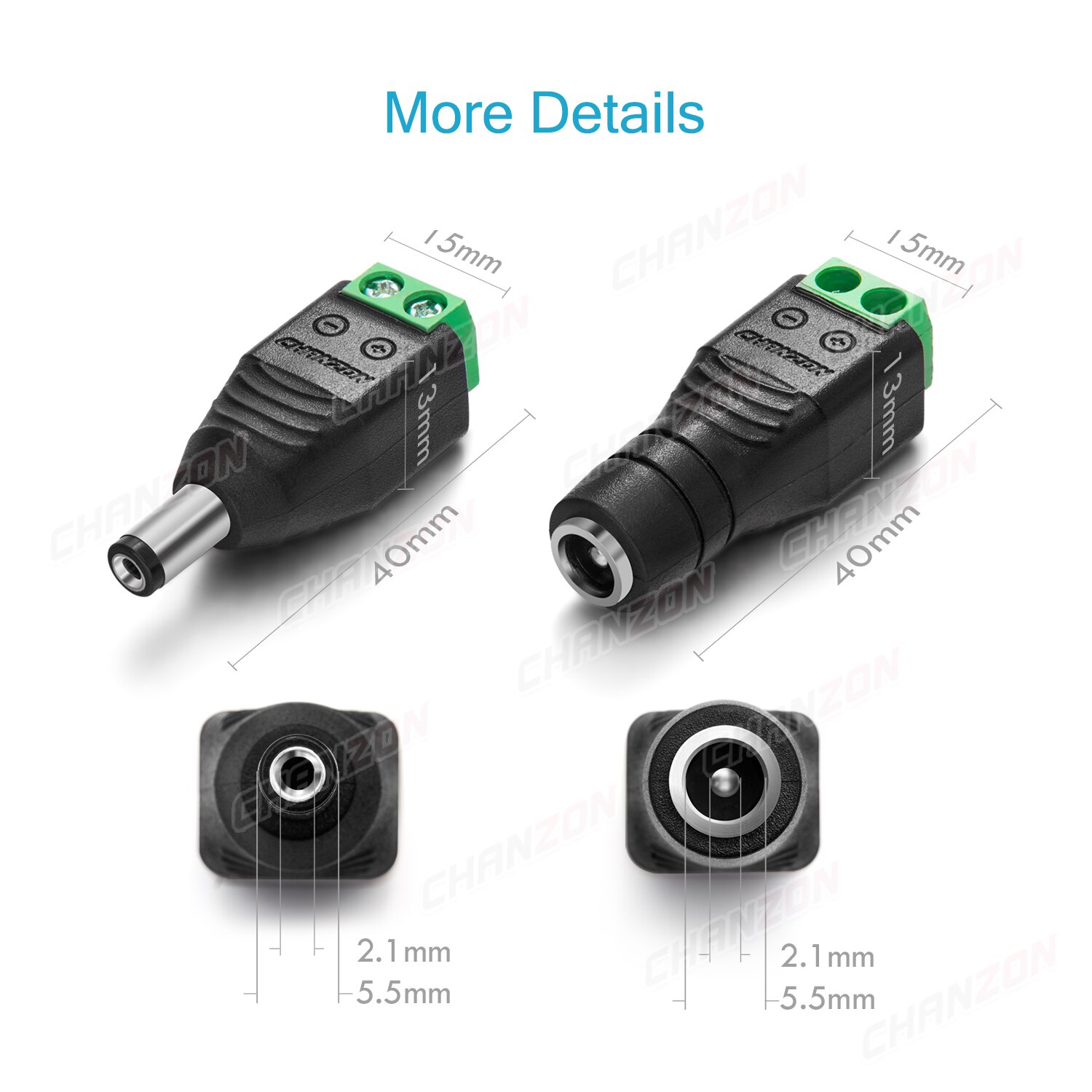 10Pcs 12V Dc Power Connector Jack 2.1Mm X 5.5Mm Vrouwelijke Stekker Socket Schroef Adapter Voor led Strip Cctv Camera Licht Aansluiting
