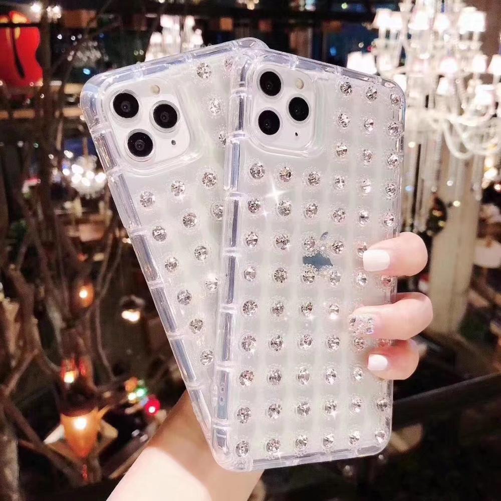 Luxury 3D Diamond Case for iPhone 13/12/11 ProMAX XR XS Transparent Soft Fundas for iPhone SE2 8 7 6 Plus Bling Rhinestone Cover