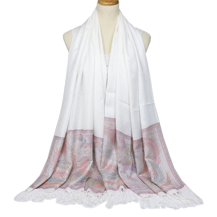 Écharpe de de Style ethnique rétro pour femme, Jacquard, à la , châle à multi-usages à pampilles, collection: 5