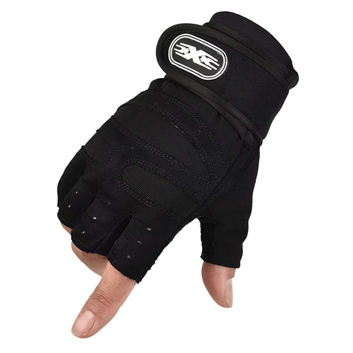 Men's Fitness Gloves Women's Fitness Weightlifting Wristband Gloves Fitness Training Sports Exercise Mountaineering Gloves: black / M