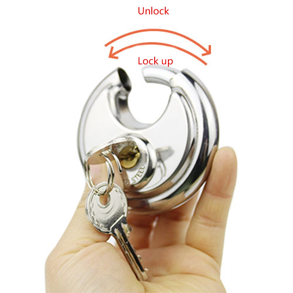 70mm Stainless Steel Anti-Theft Padlock Large Round Discus Lock For Warehouse Door Bicycle Anti Theft Lock With Key