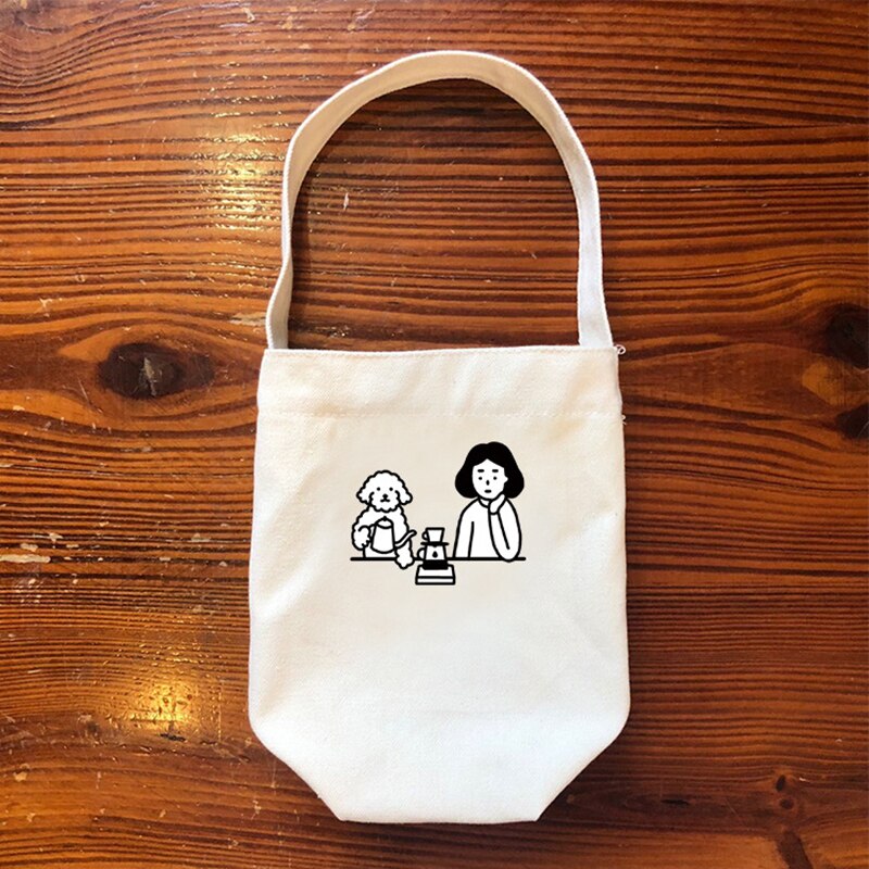 Eco-Friendly Beverage Bag Anti Cartoon Cute Teacup Set Hand Cup Cover Mug Wrap Coffee Milk Tea Small Bags Drinkware Canvas: 04