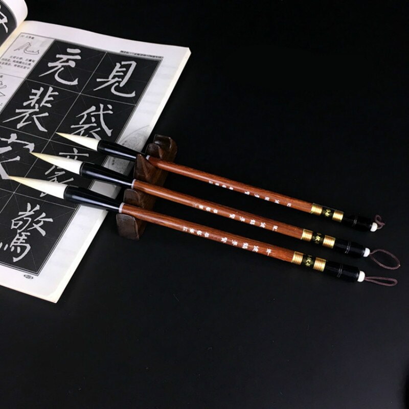3pcs/set Woolen Writing Brush Regular Script Writing Brush Special Calligraphy Pen for Chinese Painting Student Calligraphy Pen