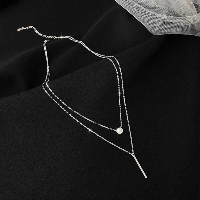 Koreaanse Double Layer Lange Hanger Ketting Mode Sexy Sleutelbeen Keten Voor Vrouwen Meisje Verjaardag Sieraden Party