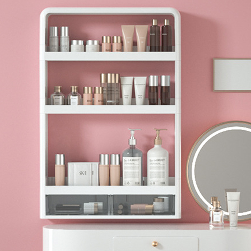 Estante montado en la pared para baño, organizador de cosméticos multifuncional para almacenamiento de artículos de tocador, botellas de condimentos de cocina