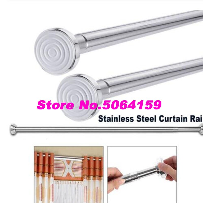 Stainless Steel Bathroom Bar Curtain Hanging Bar Curtain Rod Telescopic Bar Spring Shower Curtain Rod Free Installation Drilling