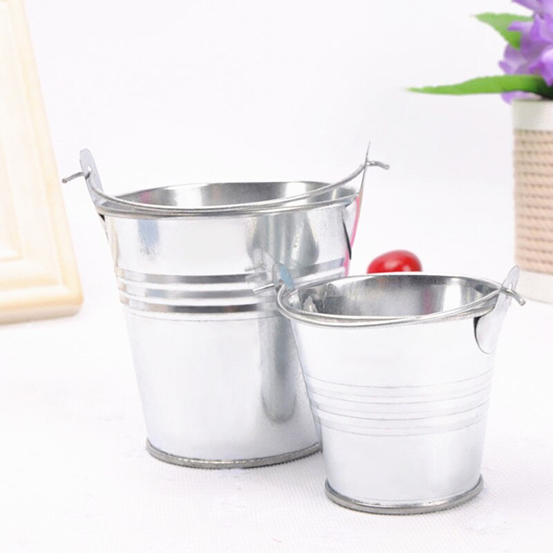 1pc 7.5*7.5*5.6cm blik spand jern tønde blik mini balje dekorative fustager anti-deform lyse solid holdbar boligindretning: Sølv