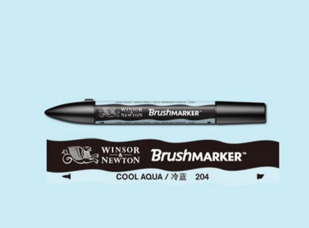 Winsor & Newton Brushmarker Marker Pennen Kwast Alcohol Gebaseerde Snelle Droge Blauw Groen Tones: Cool Aqua