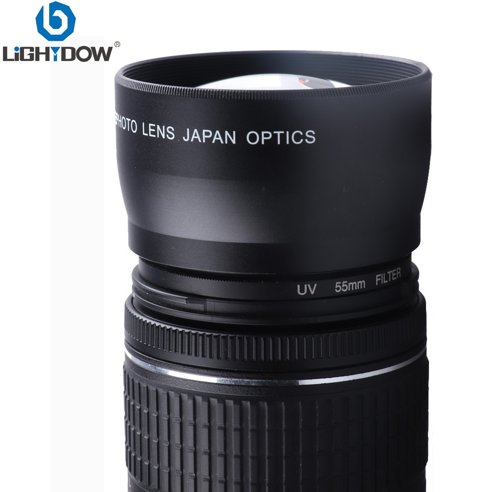 Lightdow 55mm 2.0x Aangesloten telelens voor Sony Alpha A77 A280 A290 A380 A390 A580 A590 A200 A230 18 -55mm Camera Lens