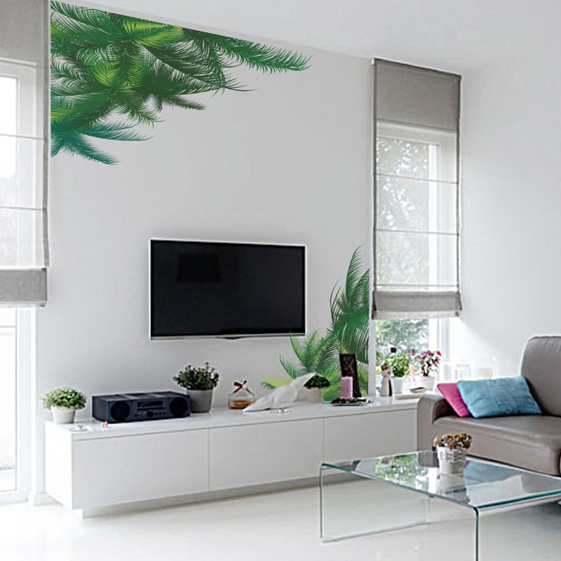 3D Groene bladeren Muurstickers woonkamer Sofa TV Achtergrond decoratie Muurschilderingen Decals home decor sticker adesivo de parede
