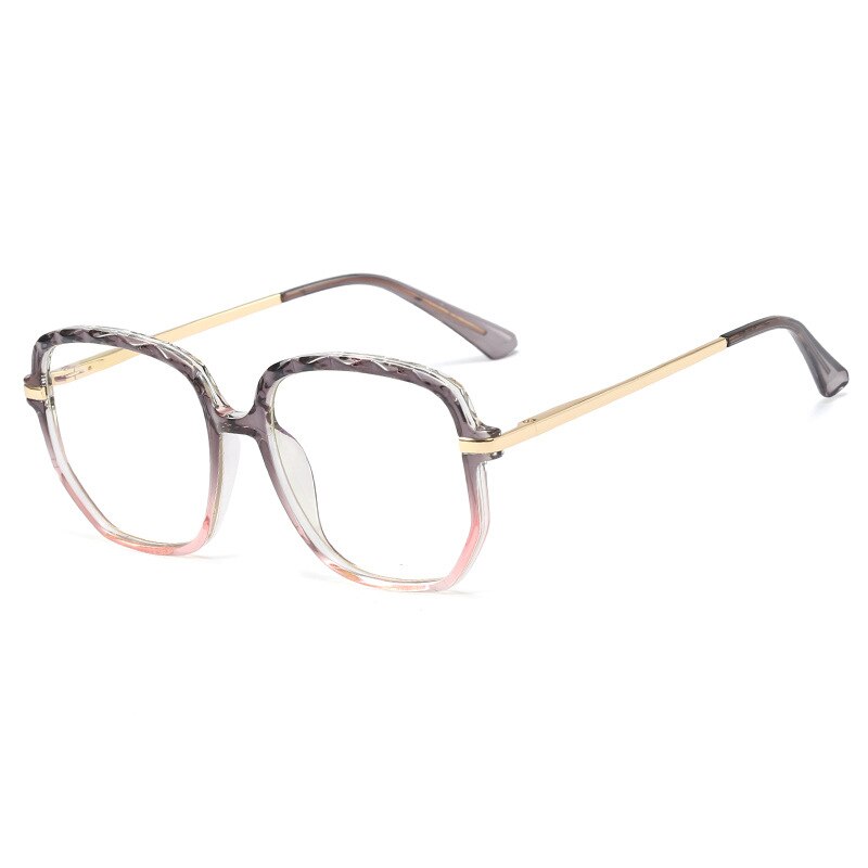 48259 Vierkante Anti Blauw Brilmonturen Big Frame Vrouwen Optische Mode Computer Bril: C5Gray-Pink