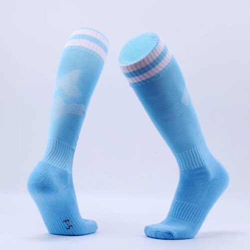 Kinder Erwachsene Fußball Socken Jungen Fußball kinder Oben Knie Plain Socken Lange Fußball Strümpfe Männer Über Knie Hohe Socken baseball: Sky blue / adult size