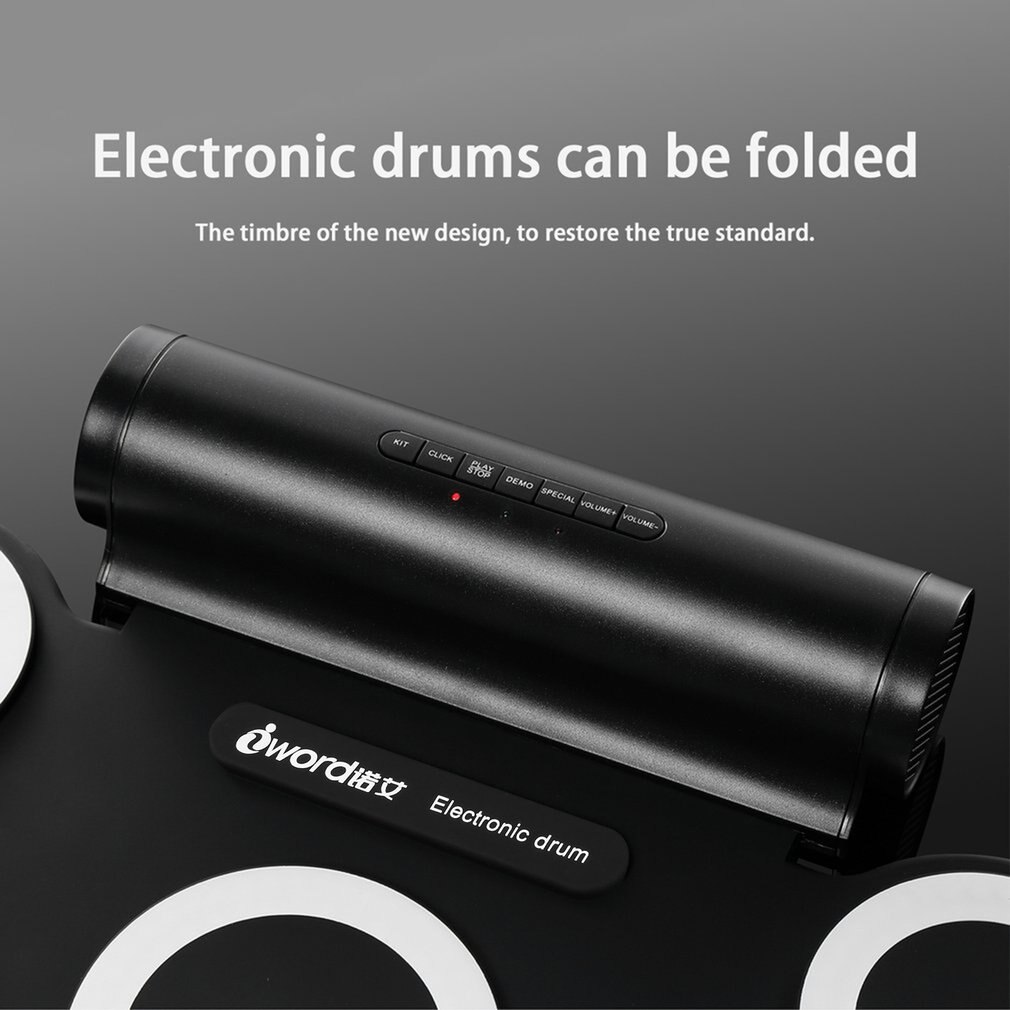 Portable Roll Up Electronic Drum Set Kits 3009 9 Pads Built-in Speakers With Foot Pedals Drumsticks USB Cable For Practice