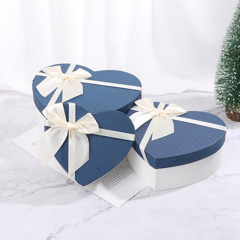 3pcs Box Heart Shaped Container Packaging Wedding Party Case DIY Valentine's Day Flower boxes for Composite material