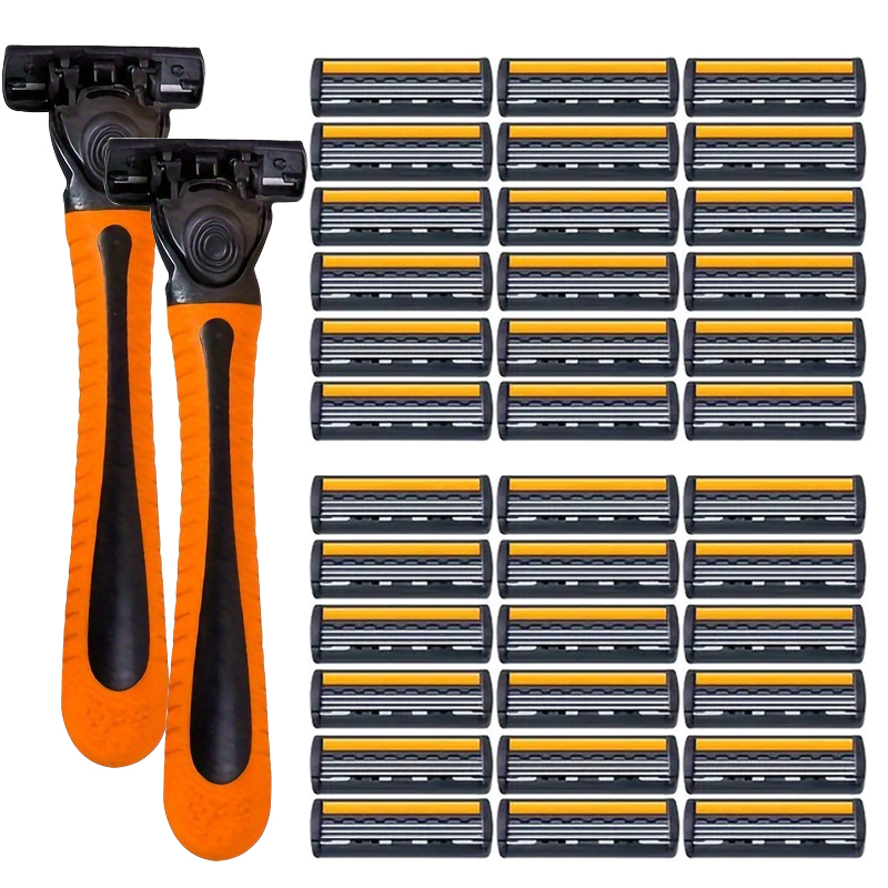 3-laags scheerapparaatzakPremium roestvrijstalen veiligheidsscheermes met vervangbare mesjes - Glad en comfortabel scheren voor mannen en vrouwen: Bruin