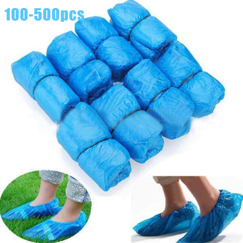 500Pcs Disposable Plastic Anti Slip Boot Safety Shoe Cover Cleaning PVC Plastic Over Shoes Shoe Boot Covers Carpet Protectors