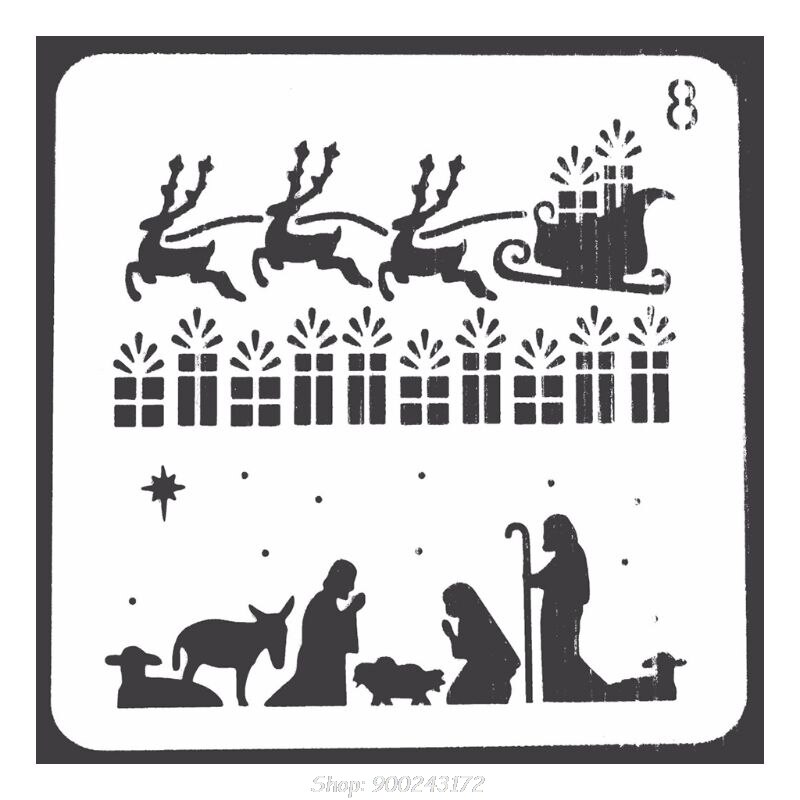 Weihnachten Schablonen Vorlage wiederverwendbar Plastik Handwerk für Kunst Zeichnung Malerei Spritzen Fenster Glas Tür Auto Körper S04 20