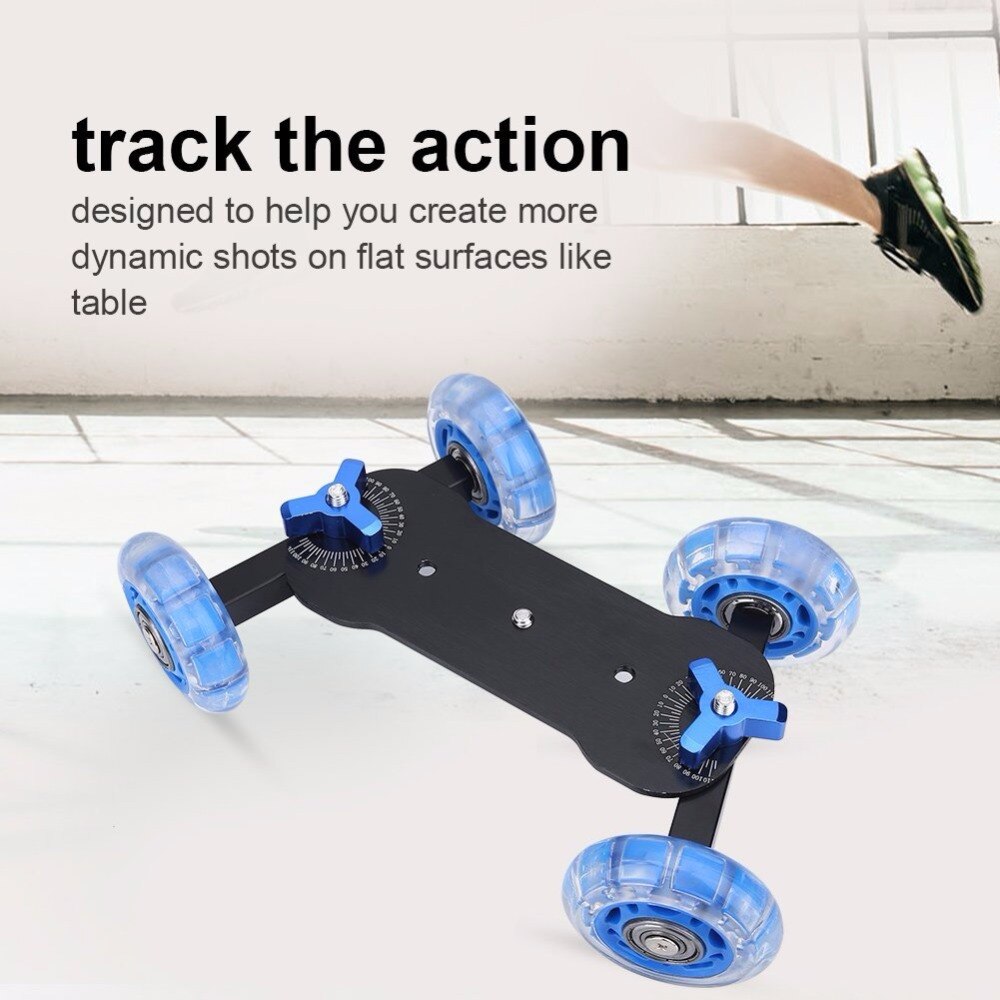 Slider Track Dolly Auto + 11 &#39;&#39;Magic Aarm Tafelblad Mobiele Rolling Video Rail Skater voor DSLR Camera Camcorder Speedlite gopro Blauw