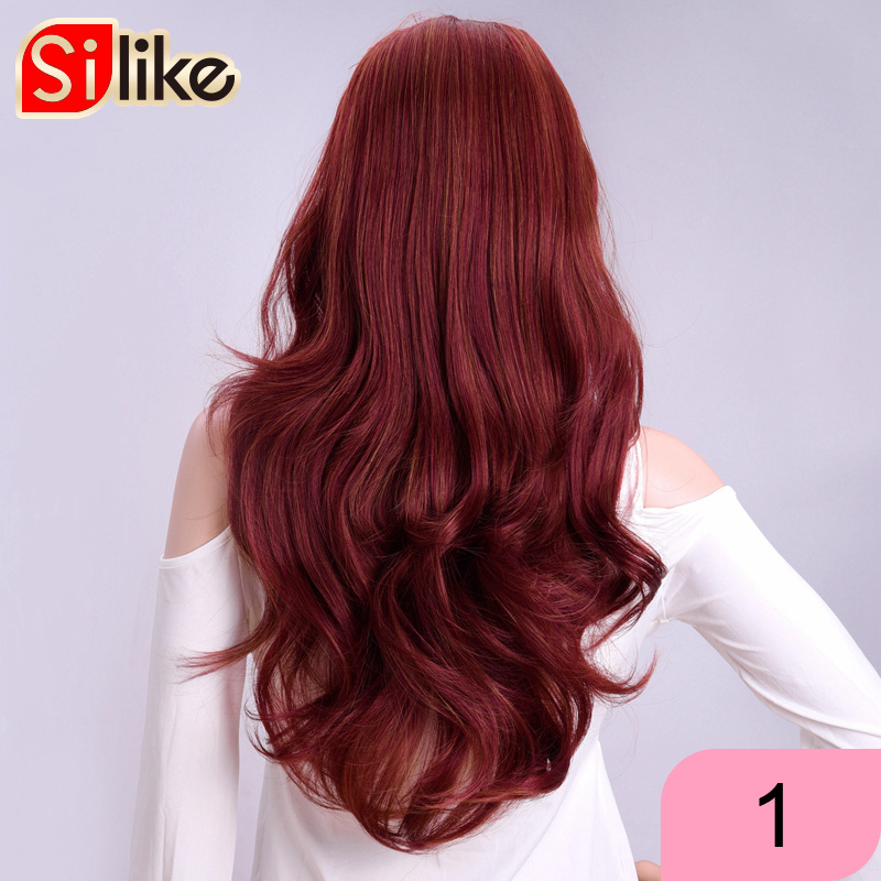 Silike Synthetische 3/4 Halb Perücken 24 Zoll Lange blond Wellenförmige Perücke Mit Clip in Haar Verlängerung 16 Farbe 210g für Schwarz Weiß Frauen: #1