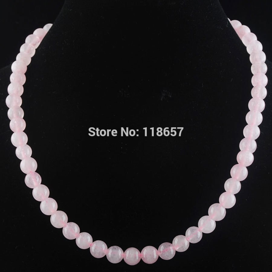 YOWOST Natuurlijke Rose Roze Quartz Edelsteen Ronde 8mm Kralen Ketting 18 inches Strand Vrouwen Sieraden IF3031