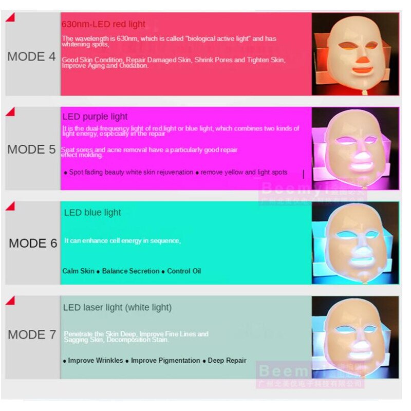 7 farbe LED Licht Haut Verjüngung Maske Akne Beseitigung Elektronische Maske Bleichen Heimgebrauch Schönheit Geräte
