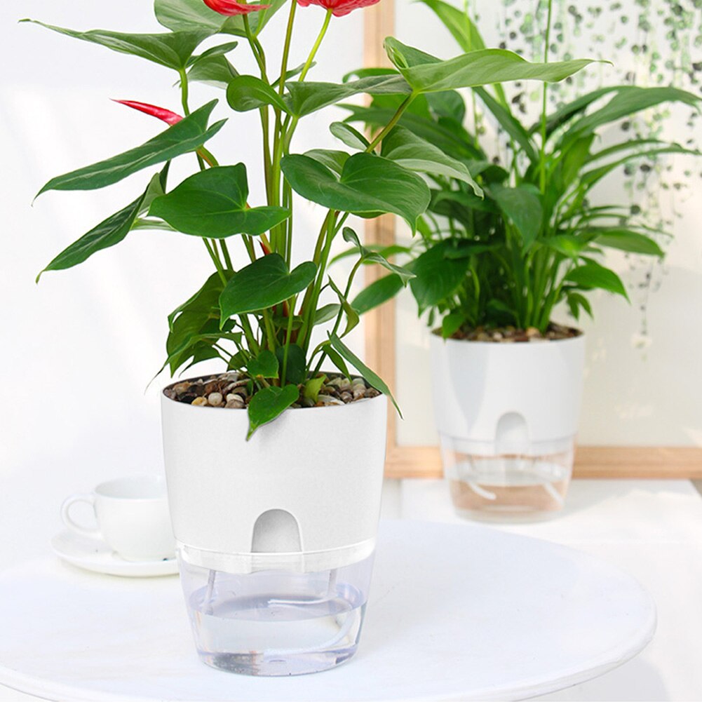 2 schicht Kreative Praktische transparent Blumentopf Selbst Bewässerung Anlage Container Wasser Panzer Sukkulenten Pflanzen drinnen Hause Dekor