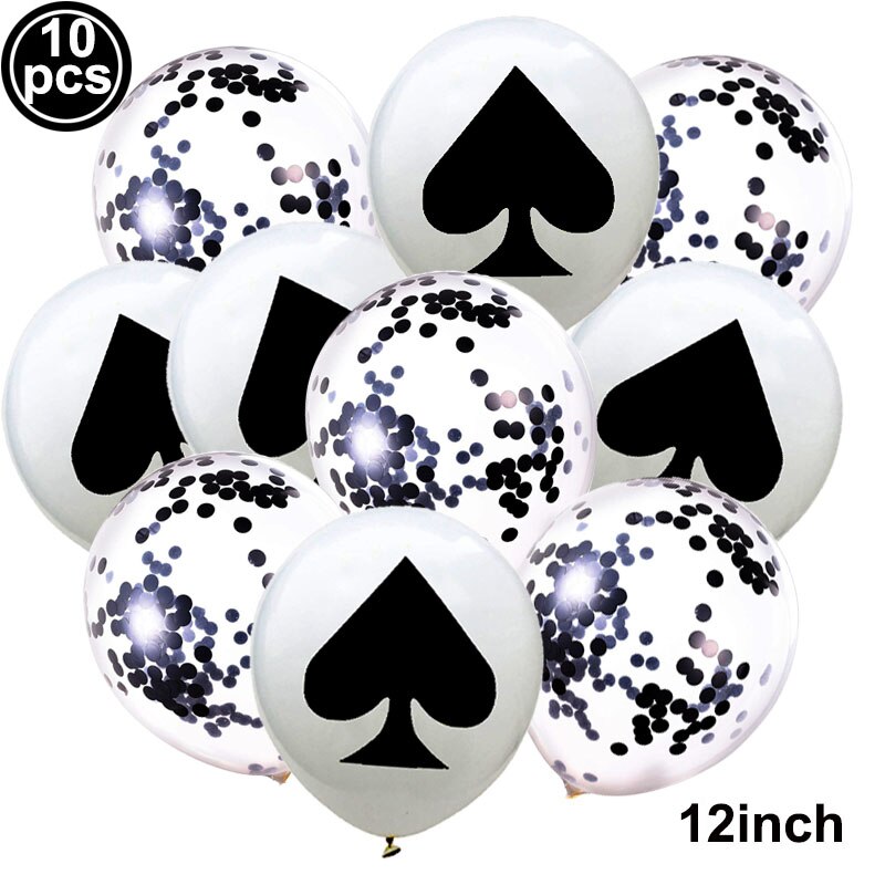 10X Casino Thema Party Decor Confetti Ballon Poker Latex Ballon Set Las Vegas Casino Verjaardag Bruiloft Decor Spades Ballen
