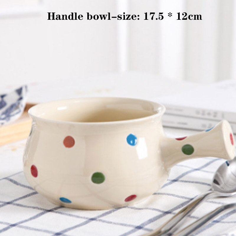 Color esmalte de vajilla de puntos fruta y arroz de cerámica plato de postre plato de ensalada de carne bandeja para hornear asado de encargarme de la cena vajilla: Beige-C