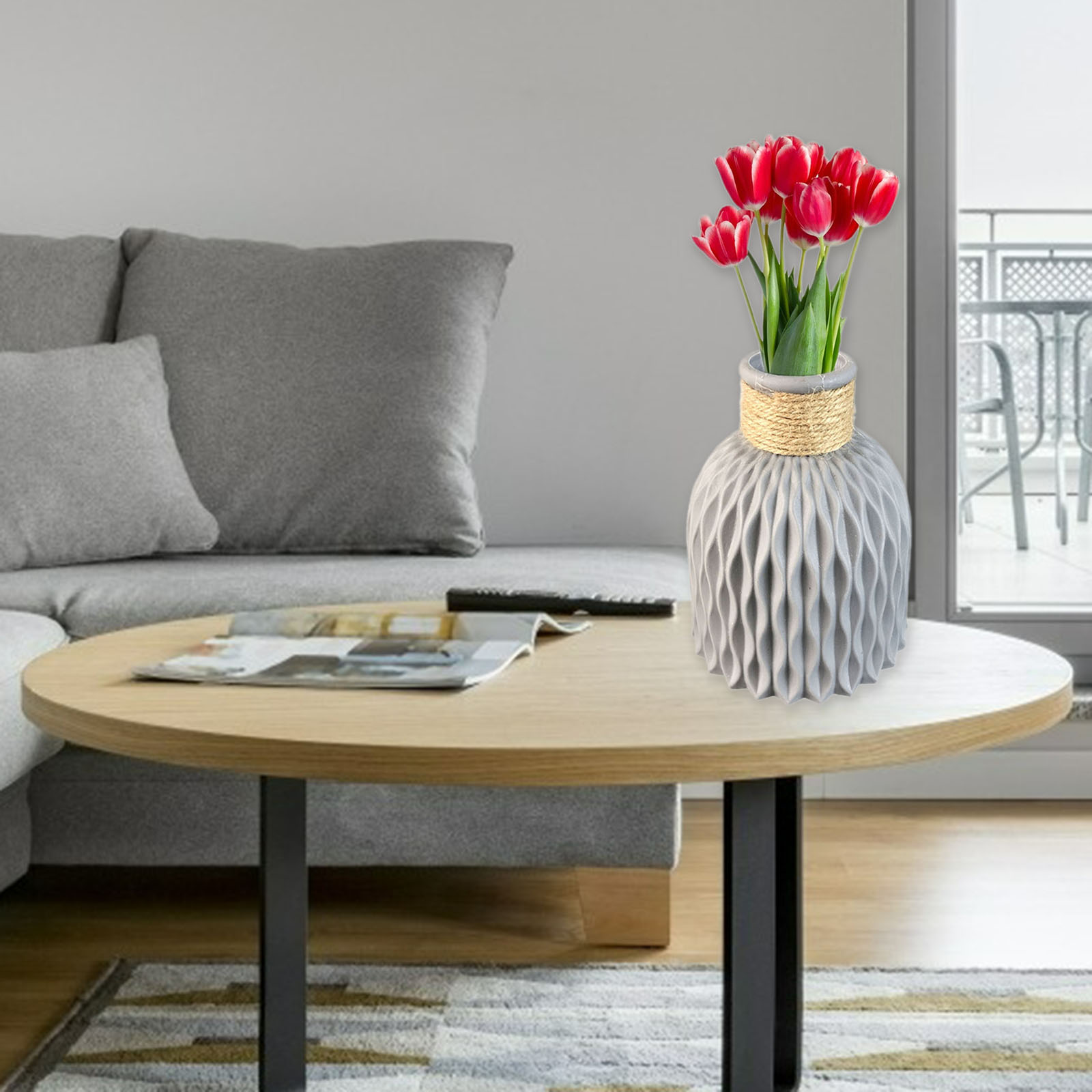 Creatieve Plastic Bloem Vaas Planter Bruiloft Pot Kast Bloemen Holder Home Office Party Centerpieces Bloemstukken: Gray 15.5cm 5cm 11cm