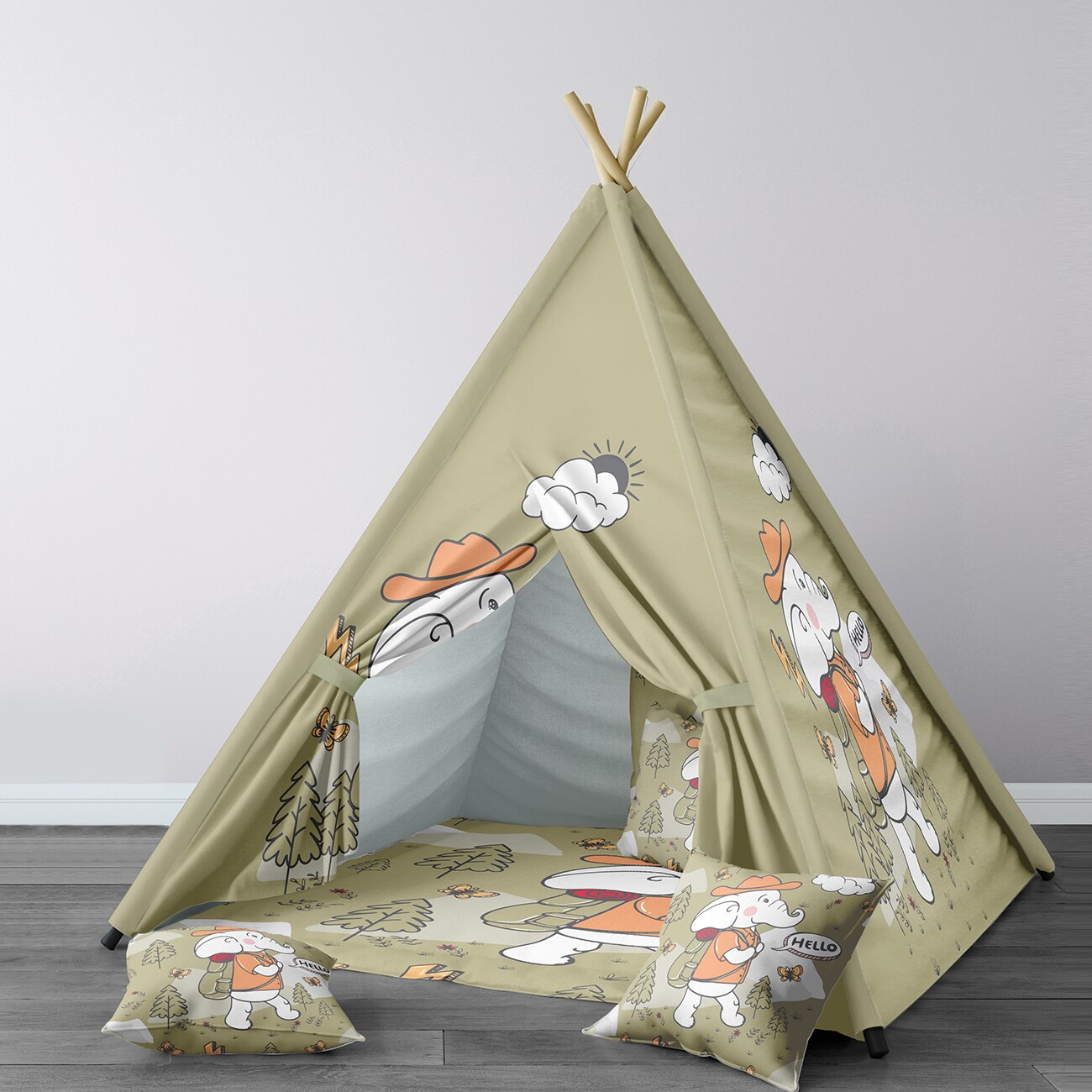 Spelen Tent Voor Kinderen Wigwam Draagbare Indoor Speeltuin Tenten Kinderen Slaapkamers Brave Olifant Groen Model 147