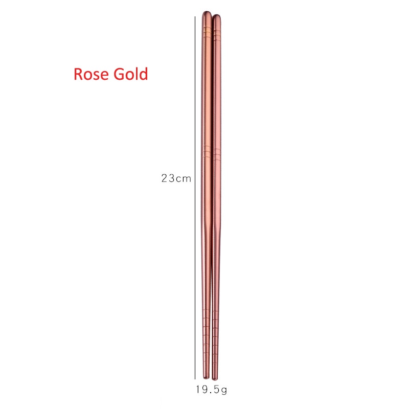 Reusable Chopsticks Silver / Gold / Rose Gold / Rainbow Chopstick Durable Sushi Noodle Stainless Steel Chop Sticks