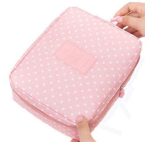 Women Cosmetic bag Makeup bag Case Make Up Organizer Toiletry Storage Neceser Rushed Floral Nylon Zipper Travel Wash pouch: A