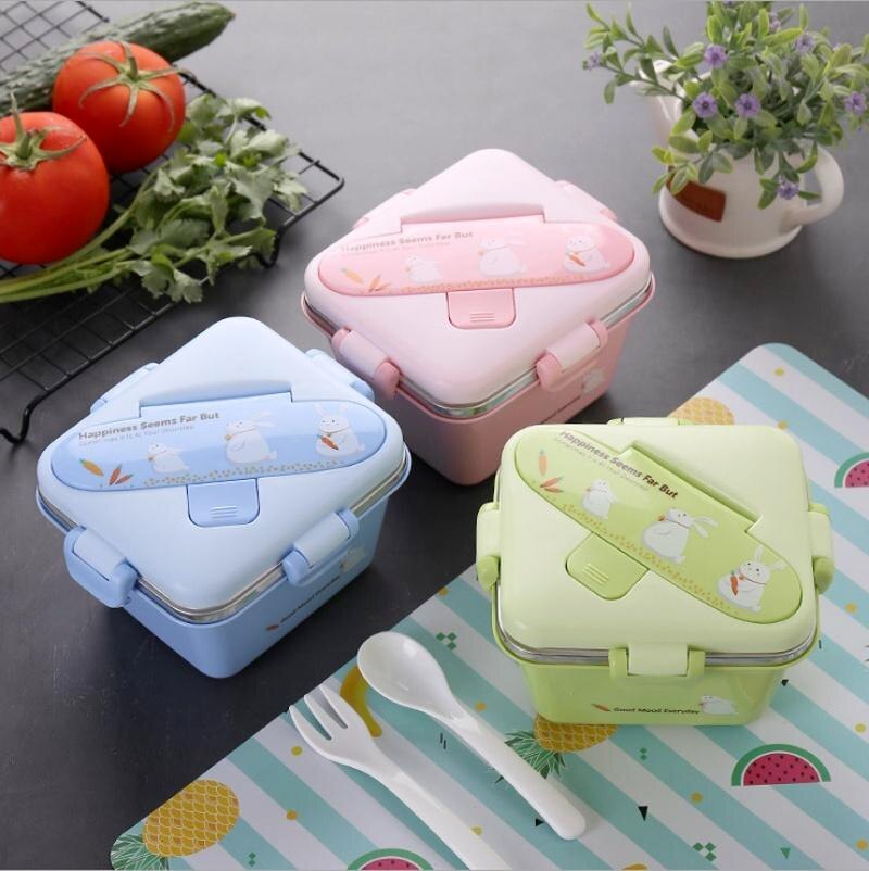 Lovely Cartoon Thermal Insulated Lunch Box Bento Picnic Food Container Plastic Stainless Steel bento