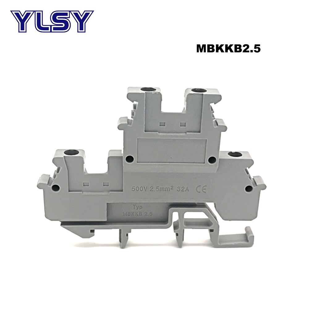2Pcs Din Rail Dual Row Screw Terminal Blocks MBKKB2.5 Morsettiera Electrical Wire Double Terminals Block Connector Bornier 24A