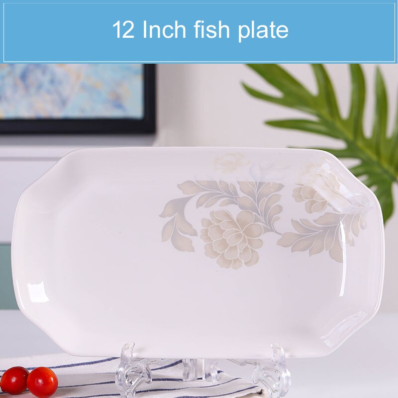 1pcs/set 12 inch Jingdezhen Bone China Porcelain Dinnerware Dining Room Ceramic Tableware Fish Dishes Sushi Plates