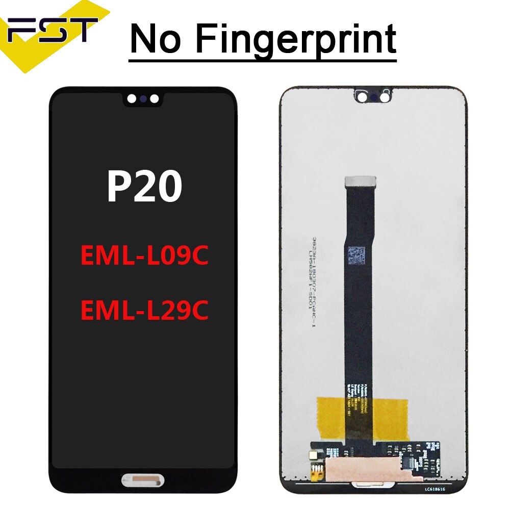 Tela lcd + touchscreen para huawei p20, tela para celulares huawei p20 EML-L09C EML-L29C/p20 lite nova 3e/p20 pro CLT-L09 CLT-L29 montagem do digitalizador: P20 No Fingerprint